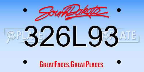 326L93 South Dakota License Plate