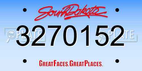 3270152 South Dakota License Plate