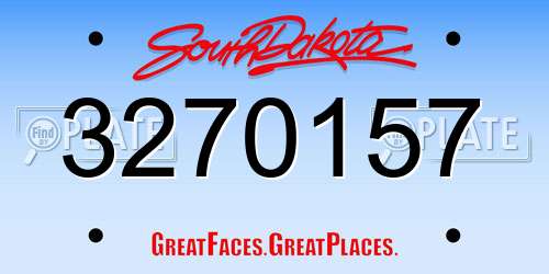 3270157 South Dakota License Plate