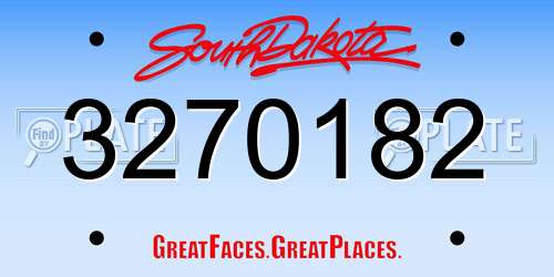 3270182 South Dakota License Plate
