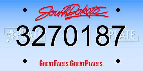3270187 South Dakota License Plate