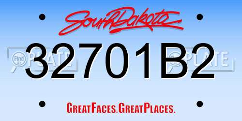 32701B2 South Dakota License Plate