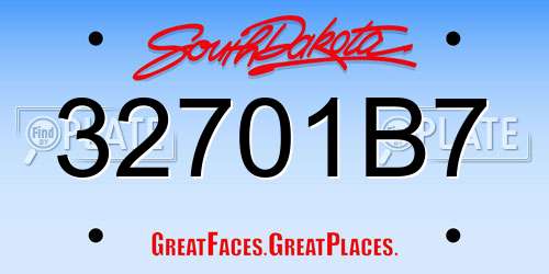 32701B7 South Dakota License Plate