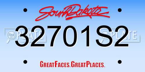 32701S2 South Dakota License Plate