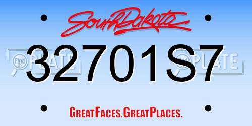 32701S7 South Dakota License Plate