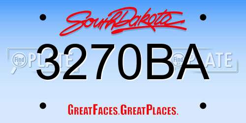 3270BA South Dakota License Plate