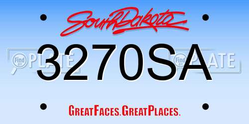 3270SA South Dakota License Plate