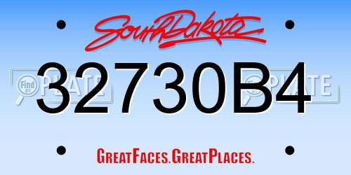 32730B4 South Dakota License Plate
