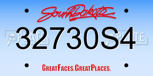 32730S4 South Dakota License Plate