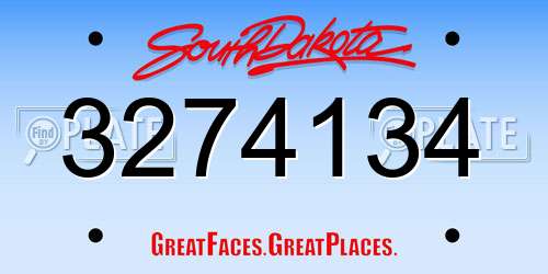 3274134 South Dakota License Plate