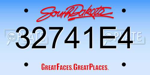 32741E4 South Dakota License Plate