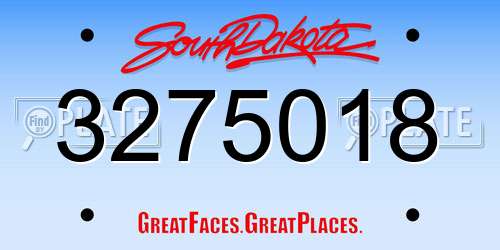 3275018 South Dakota License Plate