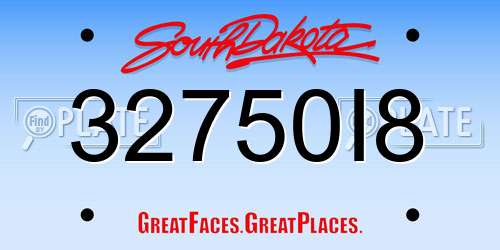 32750I8 South Dakota License Plate