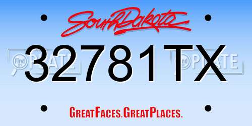 32781TX South Dakota License Plate