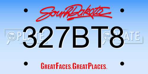 327BT8 South Dakota License Plate
