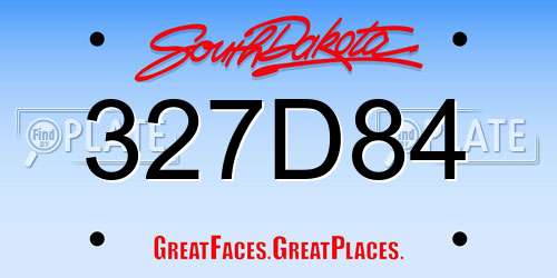327D84 South Dakota License Plate