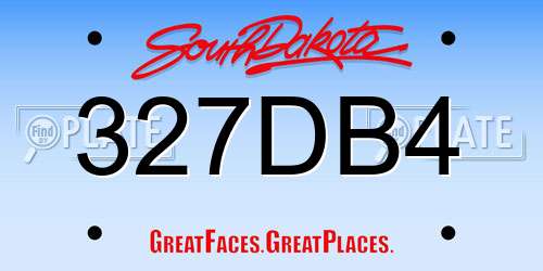 327DB4 South Dakota License Plate