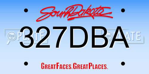 327DBA South Dakota License Plate