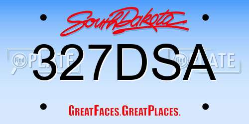 327DSA South Dakota License Plate