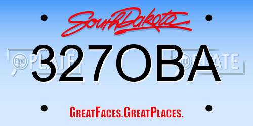 327OBA South Dakota License Plate