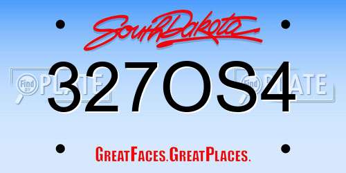 327OS4 South Dakota License Plate
