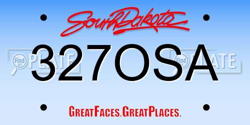 327OSA South Dakota License Plate