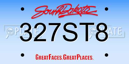 327ST8 South Dakota License Plate