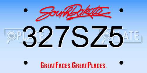 327SZ5 South Dakota License Plate