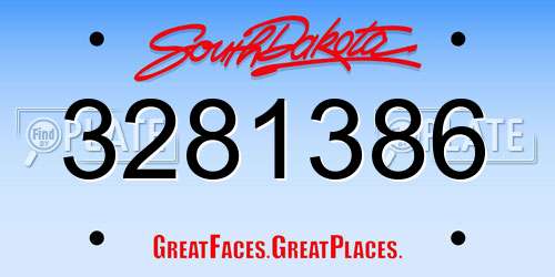 3281386 South Dakota License Plate