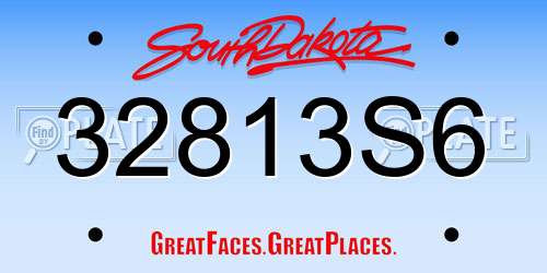 32813S6 South Dakota License Plate