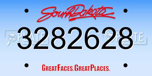 3282628 South Dakota License Plate