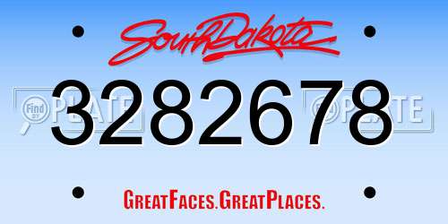 3282678 South Dakota License Plate