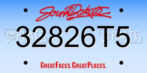 32826T5 South Dakota License Plate