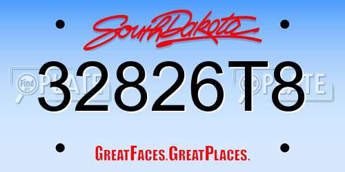 32826T8 South Dakota License Plate