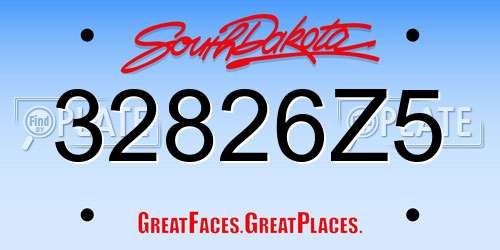 32826Z5 South Dakota License Plate