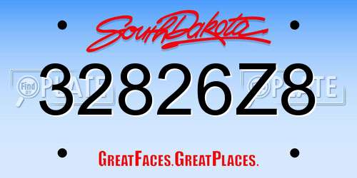 32826Z8 South Dakota License Plate