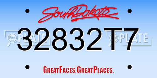 32832T7 South Dakota License Plate
