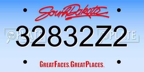 32832Z2 South Dakota License Plate
