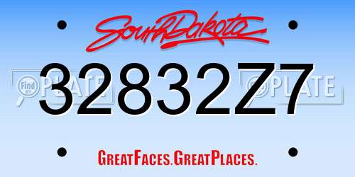 32832Z7 South Dakota License Plate