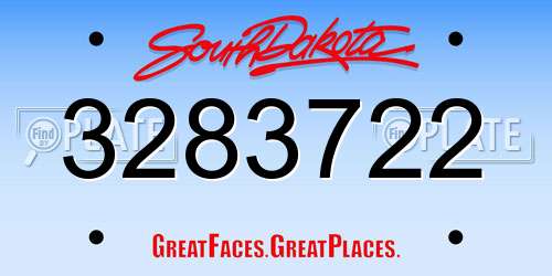 3283722 South Dakota License Plate