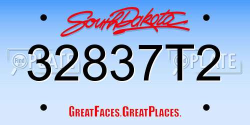 32837T2 South Dakota License Plate
