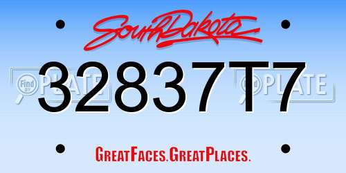 32837T7 South Dakota License Plate