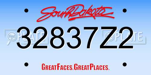 32837Z2 South Dakota License Plate