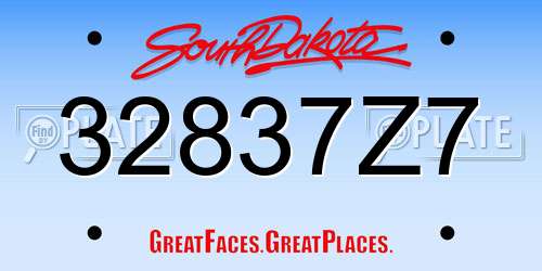 32837Z7 South Dakota License Plate