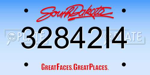 32842I4 South Dakota License Plate