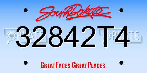 32842T4 South Dakota License Plate