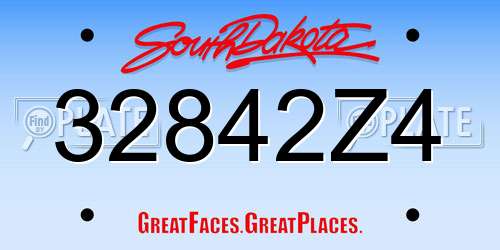32842Z4 South Dakota License Plate