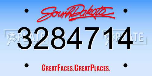3284714 South Dakota License Plate