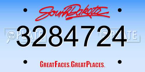 3284724 South Dakota License Plate