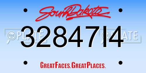 32847I4 South Dakota License Plate